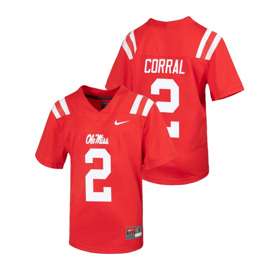Ole Miss Rebels Youth NCAA Matt Corral #2 Red Untouchable College Football Jersey VMT1149KT